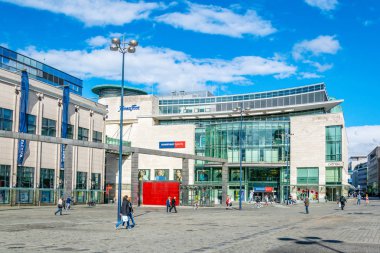 Dortmund, Almanya, 30 Nisan 2018: Hansaplatz 'ın manzaralı