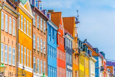 Kopenhag'ın merkezindeki eski Nyhavn limanının görünümü, Danimarka.