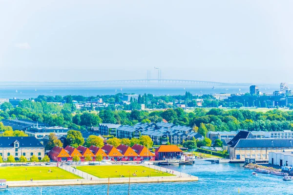 Aerial view of Copenhagen with the Oresunds bridge — Stock Photo, Image