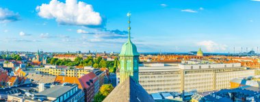 Rosenborg yuvası ve mermer kilise de dahil olmak üzere Kopenhag havadan görünümü.
