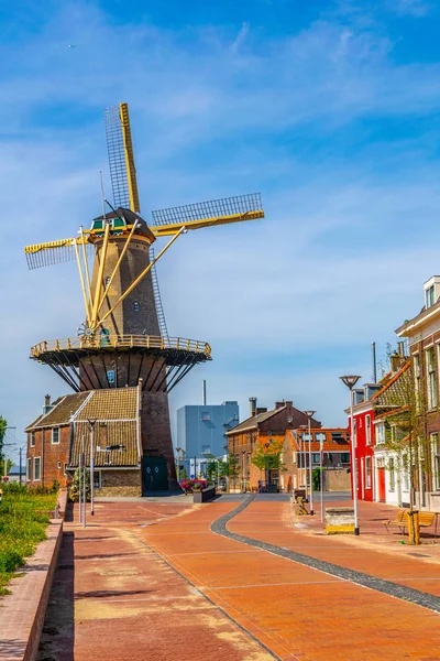 Delft, Hollanda'daki Molen de Roos yel değirmeni — Stok fotoğraf