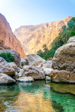 Umman Wadi Shab serbestçe uzak bir vaha yüzmek isteyen ziyaretçiler için popüler bir yerdir.