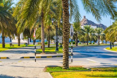 Muscat, Umman bir caddenin ortasında Yeşil sokak.