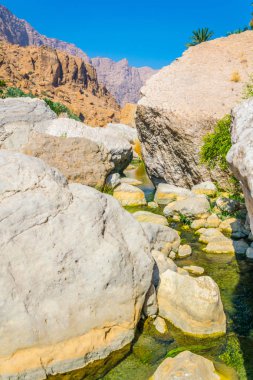 Umman Wadi Tiwi turqoise su ile Lagün.
