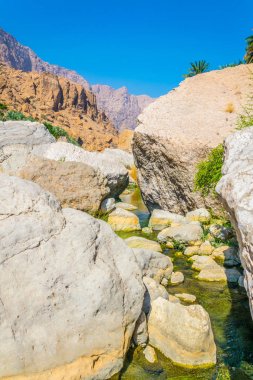 Umman Wadi Tiwi turqoise su ile Lagün.