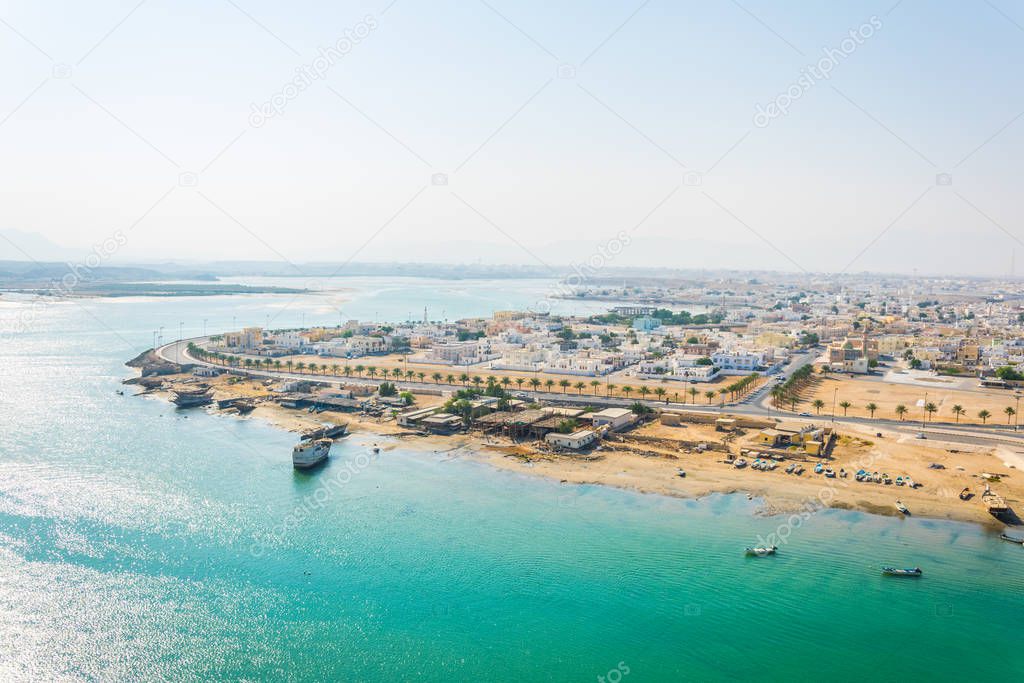 Aerial view of the Omani town Sur.