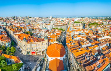 Porto praca de Lisboa havadan görünümü, Portekiz.