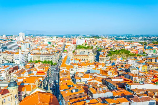 Flygvy över Praca de Lisboa i Porto, Portugal. — Stockfoto
