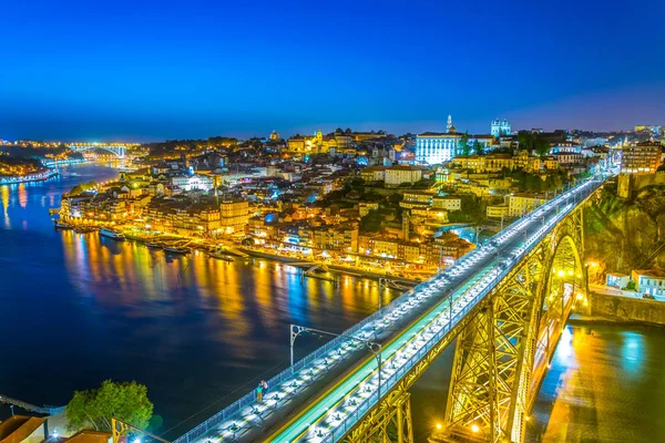 Panorama view of porto during night. — Stock Photo, Image