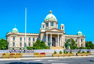 Belgrad, Sırbistan'daki ulusal meclis binasının görünümü