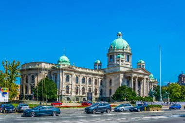 Belgrad, Sırbistan'daki ulusal meclis binasının görünümü