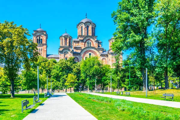 Widok Kościoła Świętego Marka w Belgradzie, Serbia. — Zdjęcie stockowe