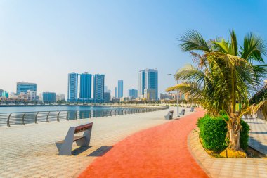 seaside promenade in Ajman, UAE clipart