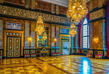 Kopenhag, Danimarka, 20 Ağustos 2016: Kopenhag'daki Christiansborg Slot Sarayı'nın iç görünümü, Danimarka