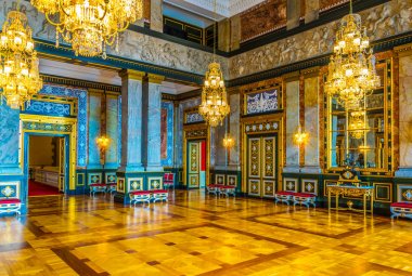 Kopenhag, Danimarka, 20 Ağustos 2016: Kopenhag'daki Christiansborg Slot Sarayı'nın iç görünümü, Danimarka