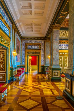 Kopenhag, Danimarka, 20 Ağustos 2016: Kopenhag'daki Christiansborg Slot Sarayı'nın iç görünümü, Danimarka