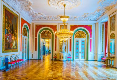 Kopenhag, Danimarka, 20 Ağustos 2016: Kopenhag'daki Christiansborg Slot Sarayı'nın iç görünümü, Danimarka