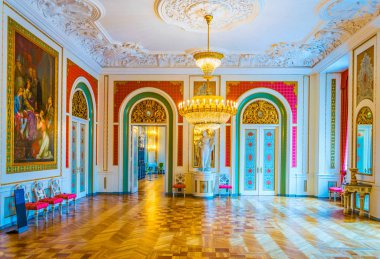 Kopenhag, Danimarka, 20 Ağustos 2016: Kopenhag'daki Christiansborg Slot Sarayı'nın iç görünümü, Danimarka