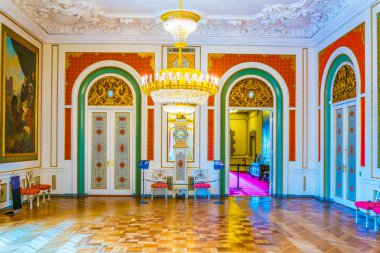 Kopenhag, Danimarka, 20 Ağustos 2016: Kopenhag'daki Christiansborg Slot Sarayı'nın iç görünümü, Danimarka