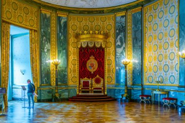 Kopenhag, Danimarka, 20 Ağustos 2016: Kopenhag'daki Christiansborg Slot Sarayı'nın iç görünümü, Danimarka