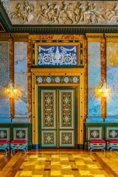 Kopenhag, Danimarka, 20 Ağustos 2016: Kopenhag'daki Christiansborg Slot Sarayı'nın iç görünümü, Danimarka