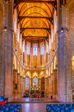 Delft, Hollanda, 6 Ağustos 2018: Niuewe Kerk chur'un iç kısmı