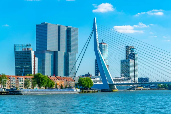 ROTTERDAM, PAÍSES BAJOS, 5 de agosto de 2018: Rascacielos y Erasmus —  Fotos de Stock