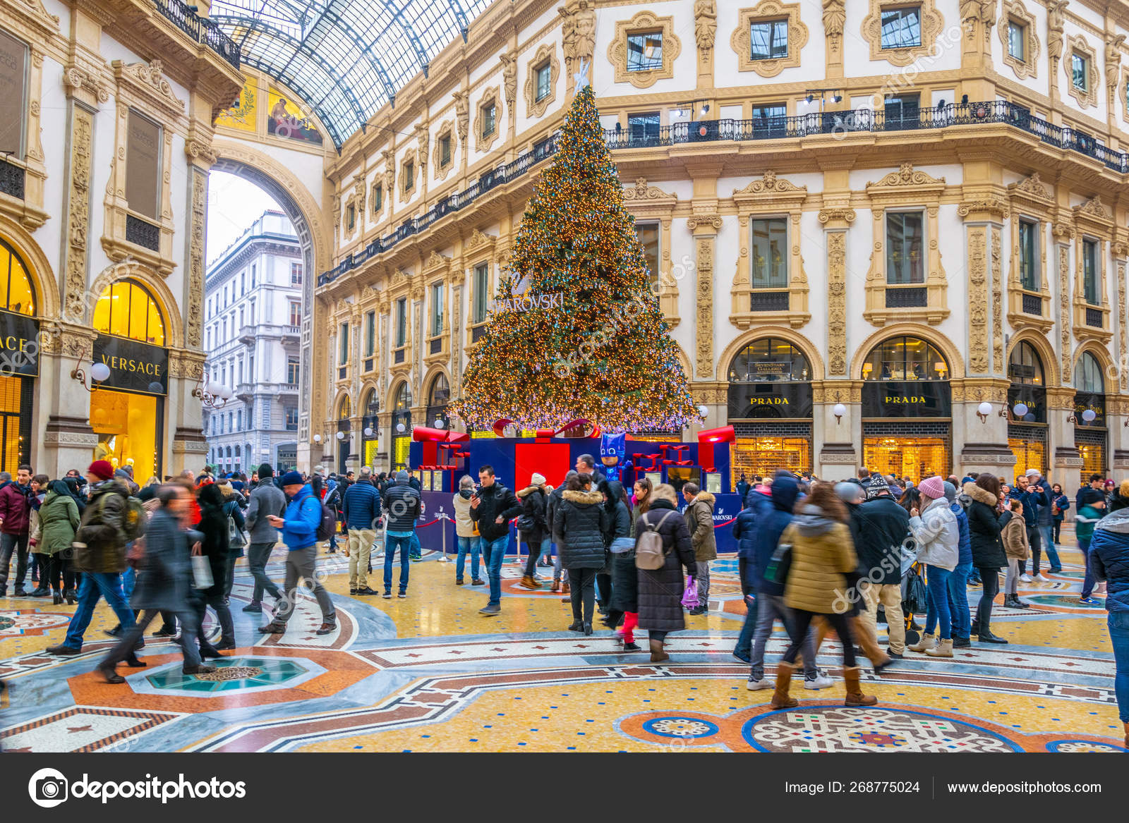 Galleria Vittorio Emanuele II, Christmas Shopping Stock Photo