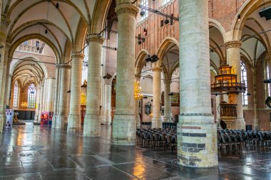 Leiden, Hollanda, 8 Ağustos 2018: Pieterskerk'in İç 
