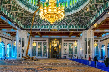 MUSCAT, OMAN, NOVEMBER 1, 2016: Interior of the Sultan Qaboos Grand Mosque in Muscat, Oman