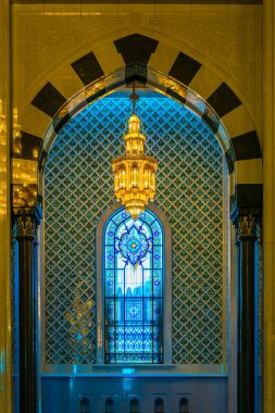 MUSCAT, OMAN, NOVEMBER 1, 2016: Interior of the Sultan Qaboos Grand Mosque in Muscat, Oman
