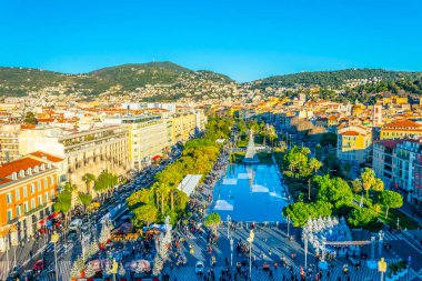 Nice, Fransa, 28 Aralık 2017: Noel'de Nice'deki Massena meydanının havadan görünümü, Fransa