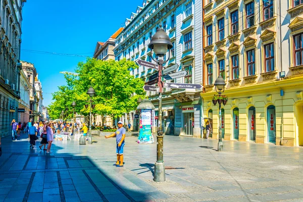 BELGRADE, SERBIA, 26 de agosto de 2017: La gente está paseando por la calle kneza mihaila en Belgrado, Serbia . — Foto de Stock