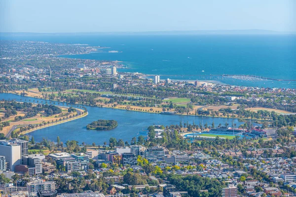 Vista Aérea Del Barrio Saint Kilda Melbourne Australia — Foto de Stock