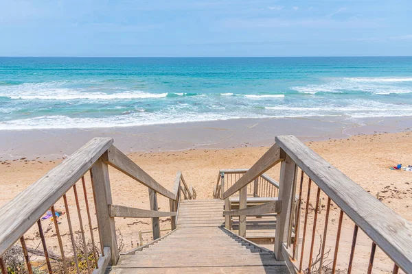 Escalier Bois Menant Une Plage Lorne Australie — Photo