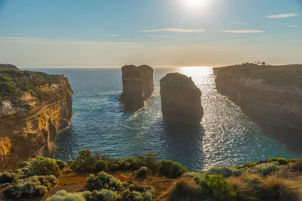 12个使徒石柱在坎贝尔港国家公园观看日落 澳大利亚 — 图库照片