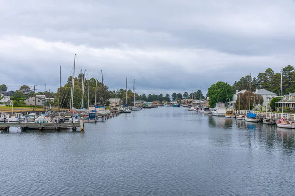 Barcos Atracando Rio Moyne Port Fairy Austrália — Fotografia de Stock