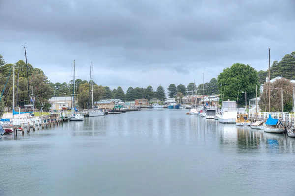 Barcos Atracando Rio Moyne Port Fairy Austrália — Fotografia de Stock