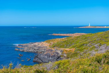 Augusta, Avustralya 'daki Cape Leeuwin' de beyaz deniz feneri.