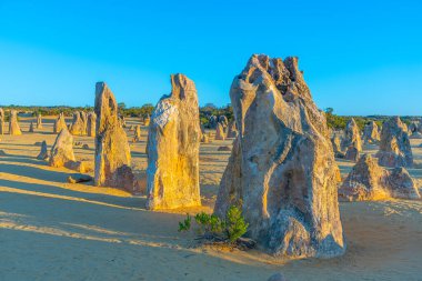 Avustralya 'daki Pinnacles çölünün üzerinde gün batımı