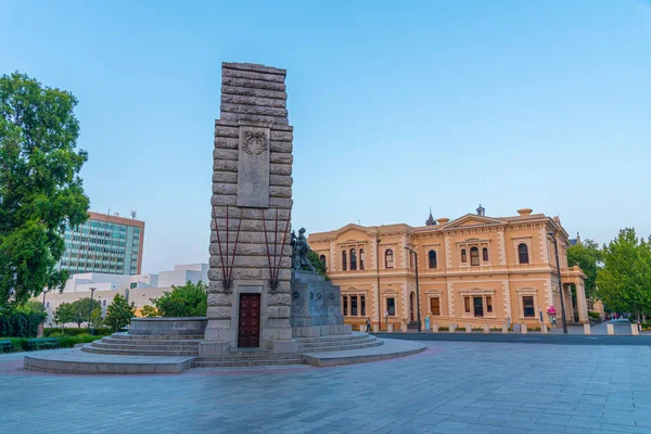 Vista Atardecer Biblioteca Estatal Monumento Nacional Guerra Adelaida Australia — Foto de Stock