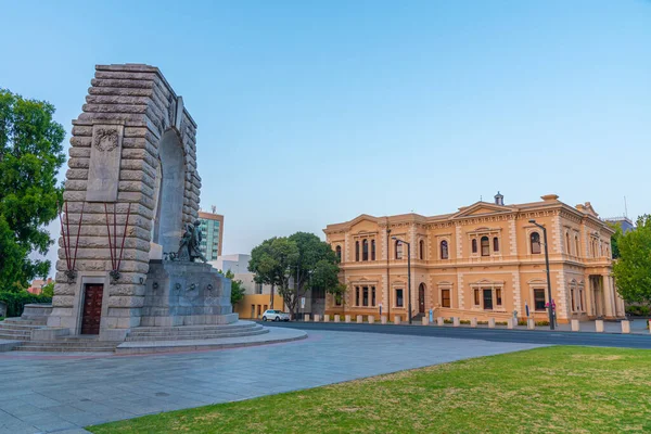 Vista Atardecer Biblioteca Estatal Monumento Nacional Guerra Adelaida Australia — Foto de Stock