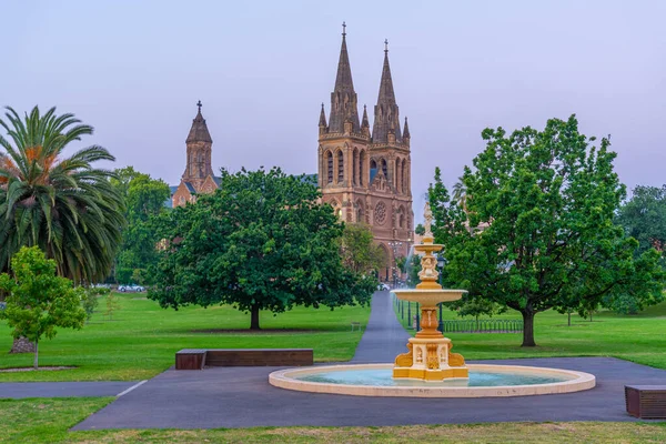 Sunset Kilátás Szent Péter Katedrális Adelaide Ausztrália — Stock Fotó