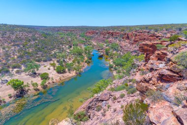 Avustralya 'daki Kalbarri Ulusal Parkı' ndan geçen Murchison nehri şahinlerin başını gözlüyor.