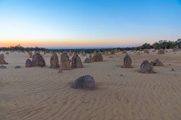 Pôr Sol Sobre Deserto Pinnacles Austrália — Fotografia de Stock