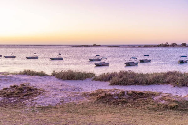 Boats Mooring Murchison River Meeting Indian Ocean Kalbarri Australia — Stock Photo, Image