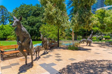 Perth, Avustralya 'da şehir heykelinde kangurular