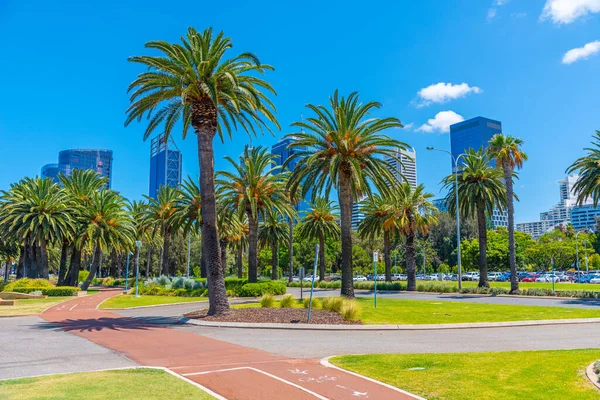 Centro Perth Visto Desde Paseo Fluvial Del Río Swan Australia —  Fotos de Stock