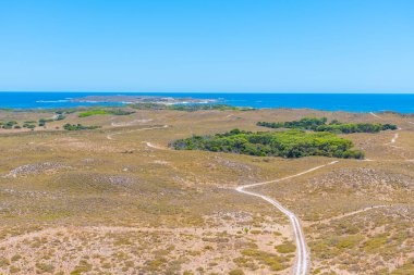 Rottnest adasının Avustralya 'daki Vlemingh Burnu' na doğru havadan görüntüsü.