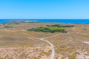 Rottnest adasının Avustralya 'daki Vlemingh Burnu' na doğru havadan görüntüsü.